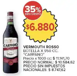 Carrefour Carpano vermouth rosso botella oferta