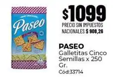 Diarco Paseo - galletitas cinco semillas x 250 gr. cód:33714 oferta