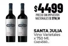 Diarco Santa julia - vino varietales cód:4560 oferta