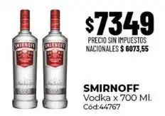 Diarco Smirnoff - vodka x 700 ml. cód:44767 oferta