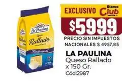 Diarco La paulina - queso rallado x 150 gr. cód:2987 oferta