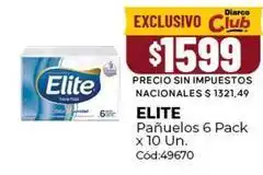Diarco Elite - pañuelos 6 pack x 10 un. cód:49670 oferta