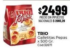 Diarco Trio - galletitas pepas x 500 gr. cód:32671 oferta