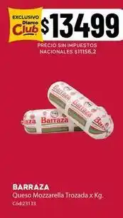 Diarco Barraza - queso mozzarella trozada x kg. cód:23133 oferta
