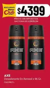Diarco Axe - desodorante en aerosol x 96 gr oferta