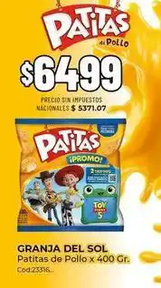 Diarco Granja del sol - patitas de pollo x 400 gr. cod:23316 oferta