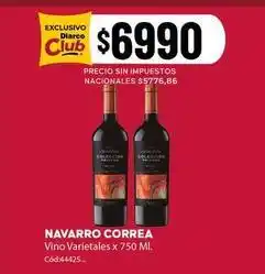Diarco Navarro correas - vino varietales x 750 ml. cód:44425 oferta