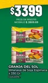 Diarco Granja del sol - milanesa de soja espinaca x 330 gr. c uevo 23319 oferta