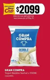 Diarco Gran compra - yogurt bebible sachet oferta