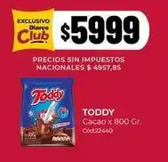 Diarco Toddy - cacao x 800 gr. cód:22440 oferta