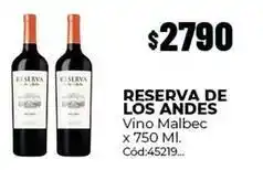 Diarco Reserva de los andes - vino malbec x 750 ml. cód:45219 oferta