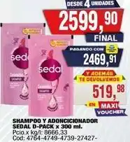 Maxiconsumo Sedal - shampoo y adoncisionador sedal d-pack x 300 ml oferta