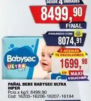 Maxiconsumo Babysec - pañal bebe ultra hiper cod: 16205-16206-16207-16194 oferta