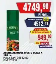 Maxiconsumo Molto - aceite aerosol molto oliva x 120 cc oferta