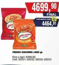 Maxiconsumo Giacomo - fideos giacomo x500 gr oferta