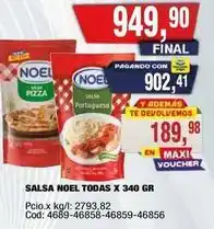 Maxiconsumo Noel - salsa todas x 340 gr oferta