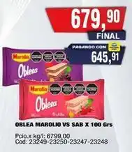Maxiconsumo Marolio - obleas vs sab x 100 grs oferta