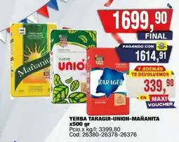 Maxiconsumo Suave - yerba taragui-union-mañanita oferta