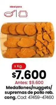 Coto Ideal - medallones/nuggets/supremas de pollo reb. cong. cod: 47459-47460 oferta