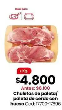 Coto Ideal - chuletas de paleta/paleta de cerdo con hueso cod: 17700-17696 oferta