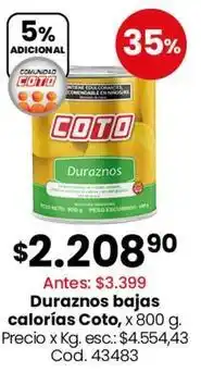 Coto Coto - duraznos bajas calorías oferta