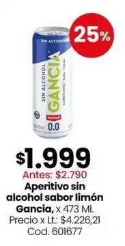 Coto Gancia - aperitivo sin alcohol sabor limón oferta