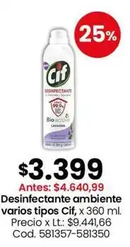 Coto Cif - desinfectante ambiente varios tipos, x 360 ml. cod. 581357-581350 oferta