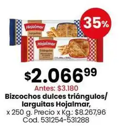 Coto Hojalmar - bizcochos dulces triángulos/larguitas oferta