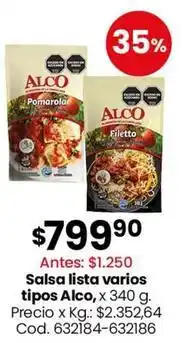 Coto Alco - salsa lista varios tipos oferta