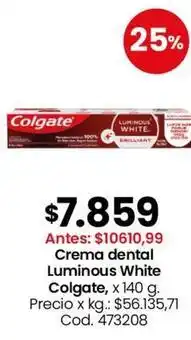 Coto Colgate - crema dental luminous white oferta