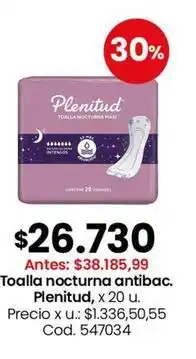 Coto Plenitud - toalla nocturna antibac. x 20 u. cod. 547034 oferta