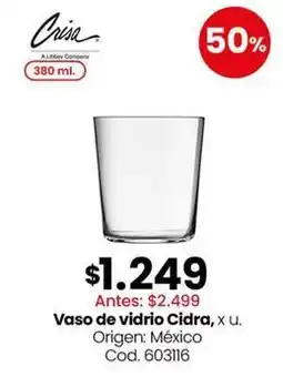 Coto Cristal - vaso de vidrio cidra oferta