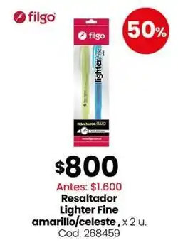 Coto Resaltador lighter fine amarillo/celeste, x 2 u. cod. 268459 oferta