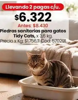 Coto Piedras sanitarias para gatos tidy cats, x 3,6 kg. cod: 570291 oferta