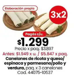 Coto Canelones de ricota y queso/ espinaca y parmesano/pollo y verdura oferta