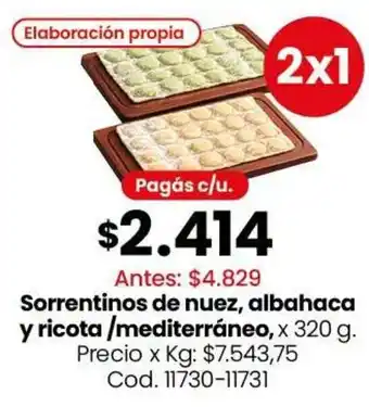 Coto Sorrentinos de nuez, albahaca y ricota / mediterráneo oferta