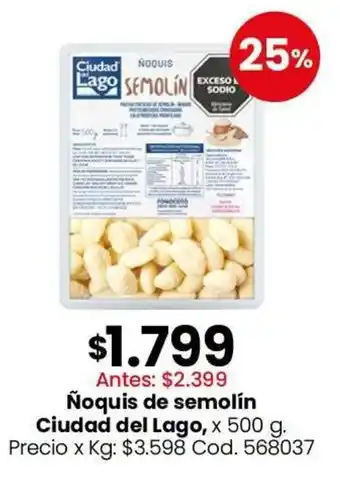 Coto Ciudad del Lago ñoquis de semolín oferta