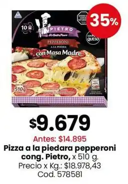Coto Pietro pizza pepperoni a la piedra con masa madre oferta