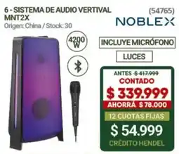 Hendel Noblex sistema de audio vertival mnt2x oferta