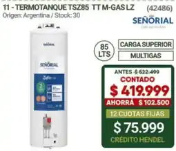 Hendel Señorial termotanque tsz85 tt m-gas lz oferta