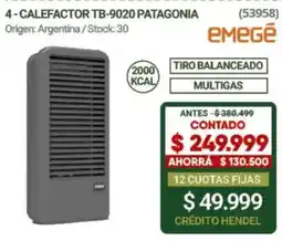 Hendel Emegé calefactor tb-9020 patagonia oferta