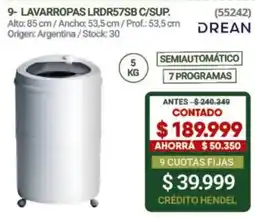 Hendel Drean lavarropas lrdr57sb c/sup. oferta