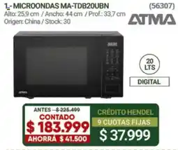 Hendel Atma microondas ma-tdb20ubn oferta