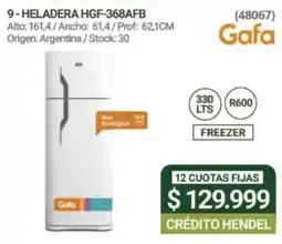 Hendel Gafa heladera hgf-368afb oferta