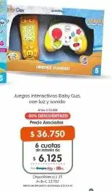 Cooperativa Obrera Baby gus juegos interactivos con luz y sonido oferta
