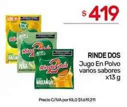 Nini Mayorista Rinde dos jugo en polvo varios sabores oferta