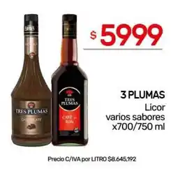 Nini Mayorista Tres plumas licor varios sabores oferta