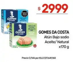 Nini Mayorista Gomes da Costa atún bajo sodio aceite/ natural oferta