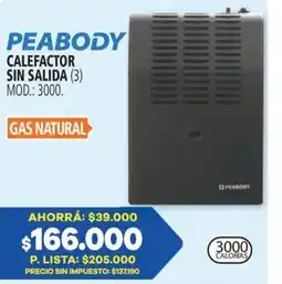 Casa del Audio Peabody calefactor sin salida oferta