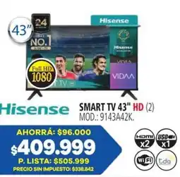 Casa del Audio Hisense smart tv 43" hd oferta